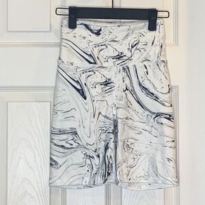 Balance Collection White & Blue Black Marble Design Bike Shorts Size XS